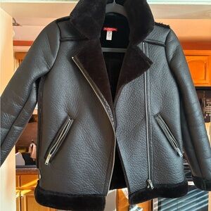 Girls Black Shearling Jacket